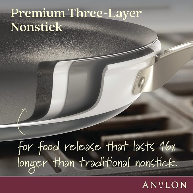Anolon Achieve Hard Anodized Nonstick Cookware Pots and Pans Set, 9 Piece - Cream