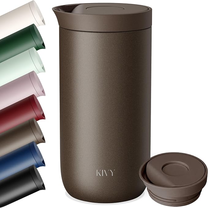 KIVY Travel Coffee Mug Tumbler [24h Cold | 6h Hot] Insulated Coffee Tumbler Stainless Steel - Leak Proof Coffee Travel Mug - 16oz Insulated cup to go for hot & cold drinks - Cups for Women & Men