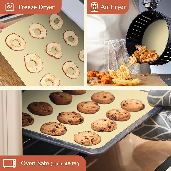 GTJ Silicone Baking Mat Roll, Reusable Baking Sheet Liners, 16 in x 10 ft | Free Cut to Size, Food-Grade, Non-Stick, Non-Slip, For Dough, Pastry, Air Fryer, Freeze Dryer, Oven Pan, Kitchen Counter
