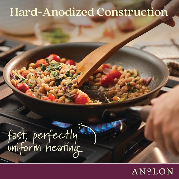 Anolon Advanced Home Hard-Anodized Nonstick Skillet, 10.25-Inch | Premium Non Stick Frying Pan, Oven Safe to 400°F, Durable Everyday Cooking, in Bronze