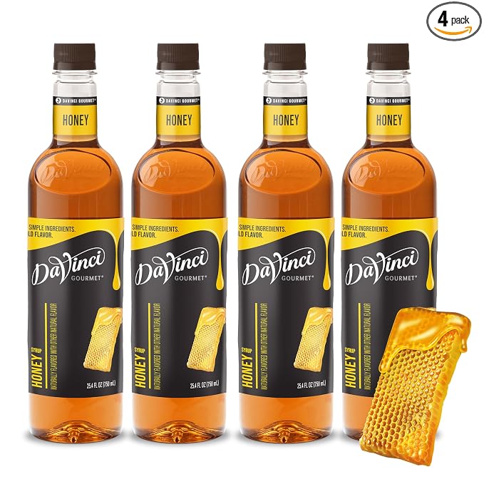 DaVinci Gourmet Honey Syrup, 25.4 Fluid Ounces (Pack of 4)