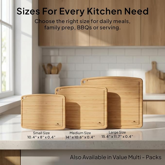 Large Bamboo Cutting Board, Reversible Wood Cutting Board with Deep Juice Groove, Food-Safe Oil Finish, Large Wooden Chopping & Carving Board for Meat, BBQ, Vegetables