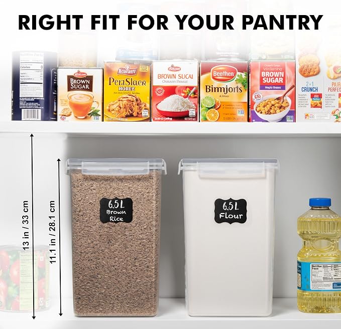 2 PC [7 Qt / 6.5L / 220 Oz] Large Food Storage Containers with Lids Airtight - BPA Free Clear Plastic Kitchen and Pantry Storage Containers for Cereal, Flour, Sugar, Rice