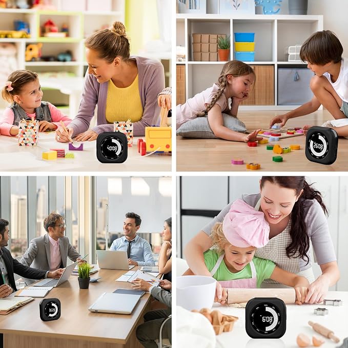 PERSUPER Visual Timer for Kids, Rechargeable 10-Hour Count Up/Down Timer | with 3 Brightness Display, 3 Volume Levels and Magnetic, Homeschool Study Tool, Large Digital Timers for Kitchen, Classroom