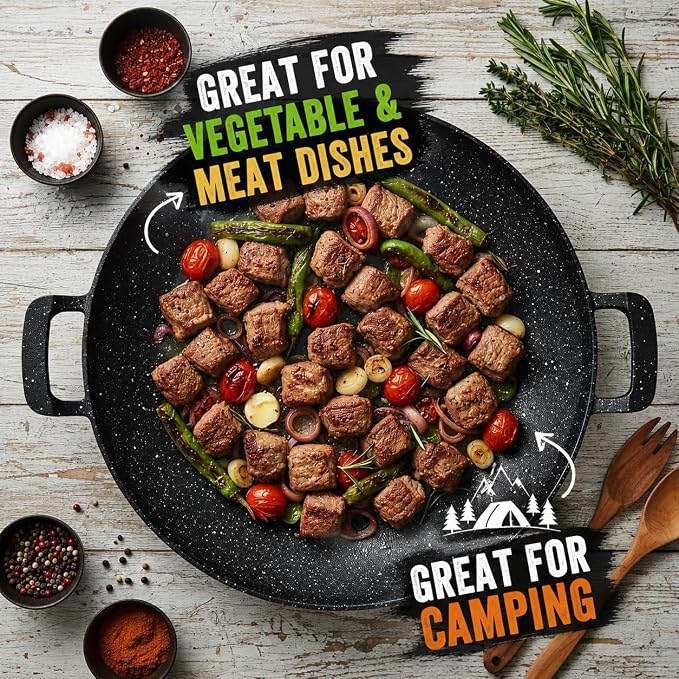 Discada Bbq Cooking Disc Disco Cooker Comal Mexican Frying Skillet Cowboy Wok Comal Pan Disk Bowl Grill Plate Non Stick Nonstick for Camping Picnic Indoor Outdoor Round Stove Top