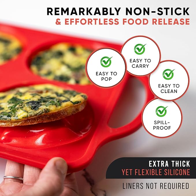 Confetti 4 Inch Silicone Jumbo Muffin Pan, 6 Cup Nonstick Baking Mold | BPA-Free Silicone Jumbo Muffin Pans for Baking, Nonstick Silicone Cupcake Pan, Large Muffin Mold, Easy Release Surface