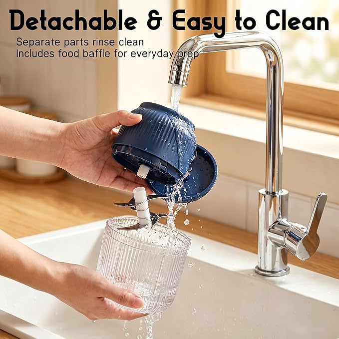Electric Garlic Chopper, 400ML Upgrade Mini Food Processor & Food Chopper for Kitchen, Portable Cordless Garlic Mincer with 6 Stainless Steel Blades, for Garlic,Onion,Ginger,Chili,and Fruit (white)