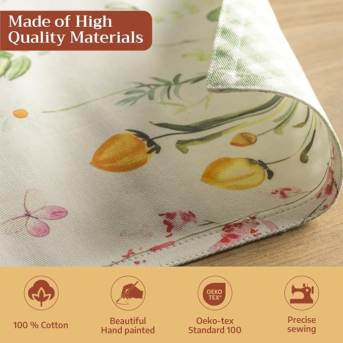Maison d' Hermine Placemats Set of 4 Reusable 100% Cotton (13"x19") | Cloth Place Mats Washable Table Mats for Kitchen Dining Party Wedding Hotel Home Restaurant Spring Summer - Botanical Fresh