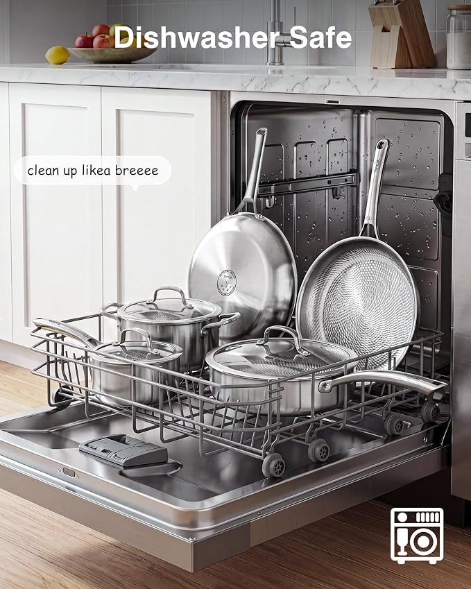 Titanium Cookware Set, 8-Piece Pots and Pans Set, Non-Stick with Lid, PFAS/PFOA/PTFE-Free, Dishwasher & Oven Safe, Compatible with Gas & Induction Cooktops