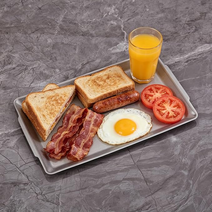 15.8" x 9.5" Large Serving Trays Vintage Style Stainless Steel Heavy-Duty Large Serving Platters, Silver Rectangular Plates for Food Fruit Party Wedding Christmas Chip and Scratch Resistant