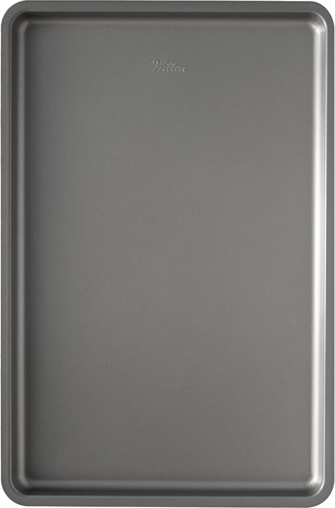 Wilton Silver Non-Stick Large Baking Sheet, Made Without PFAS, 17x11.5 in. | Non-Stick Steel Bakeware, Dishwasher Safe with 5-Year Limited Warranty, Perfect for Cookies, Roasting & Sheet Pan Meals