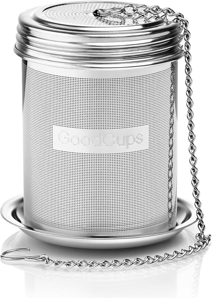 Stainless Steel Tea Infuser for Loose Leaf Tea, Medium (2.05” Diameter x 2.95” Height) – Extra Fine Mesh Strainer with Chain Hook & Lid, Reusable Tea Steeper for Mugs, Cups & Teapots