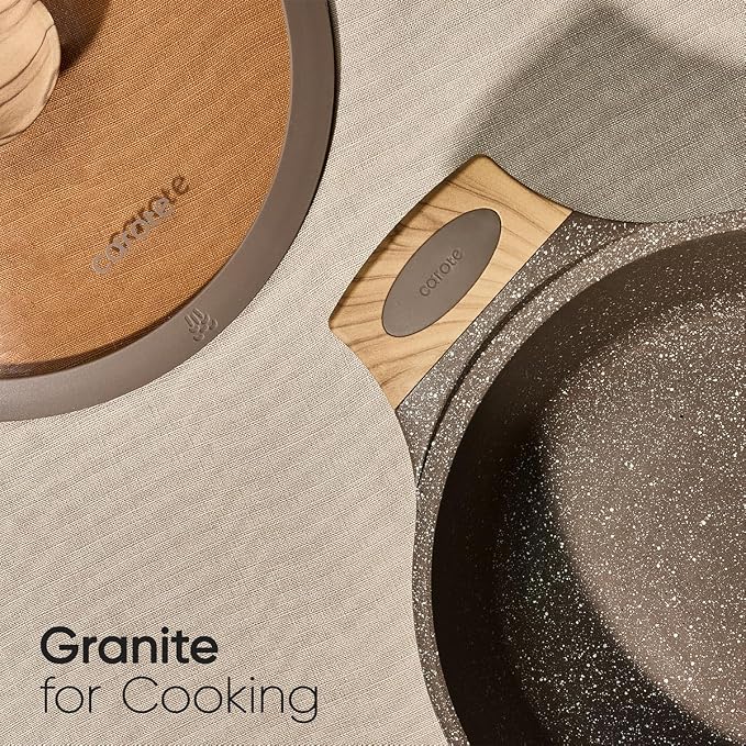 CAROTE 31pcs Nonstick Pots and Pans Set, Cookware Sets with Square Pan | Durable, Special Textured Surface, Easy Food Release, Even Heating, Induction Compatible, with Frying Pans Set & Braiser