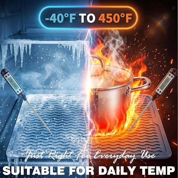 2 Pack Caketime Silicone Dish Drying Mat for Kitchen Counter Baking Cooking Grilling Tools Coffee Must Haves Household Dining Finds Dryer Work Place Covers Rubber Rug Extra Large 18"x16" Green