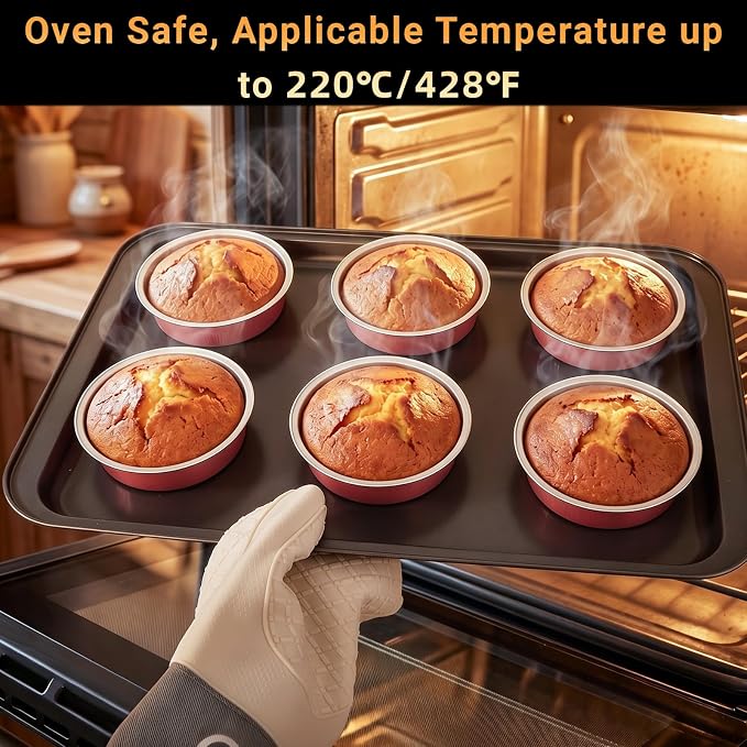 Beasea 7.3oz Disposable Mini Pie Tins with Lids, 20 Pack 215ml Grapefruit Pink Aluminum Baking Cups Foil Pie Tins Small Round Tart Container for Individual Dessert Cupcake Muffin Cheesecake Quiche