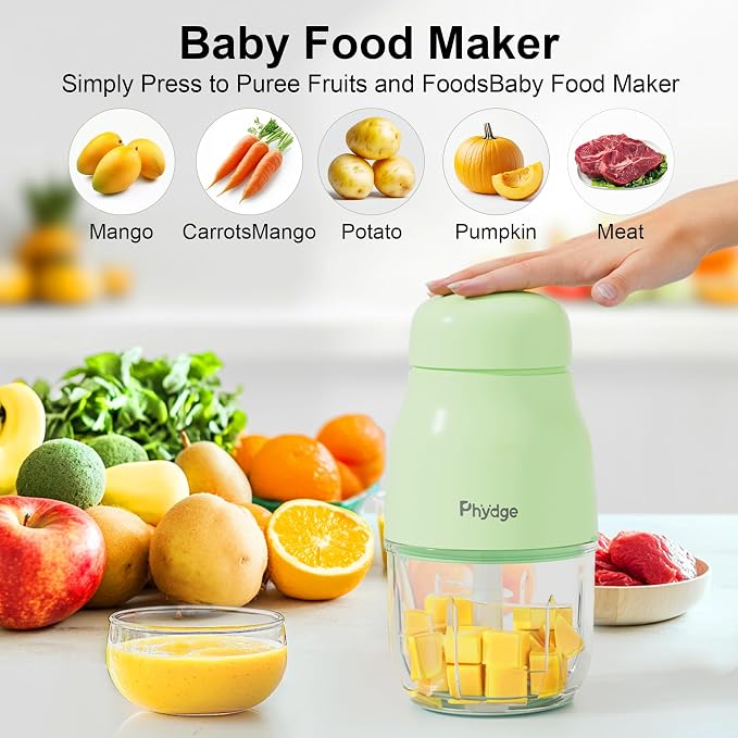 Upgraded Baby Food Maker, 10oz Food Processor with 8 Blades, Quiet Fast Blending, Food-Grade Glass Bowl, BPA-Free, Leak-Proof Sealing Design, Easy to Clean Baby Food
