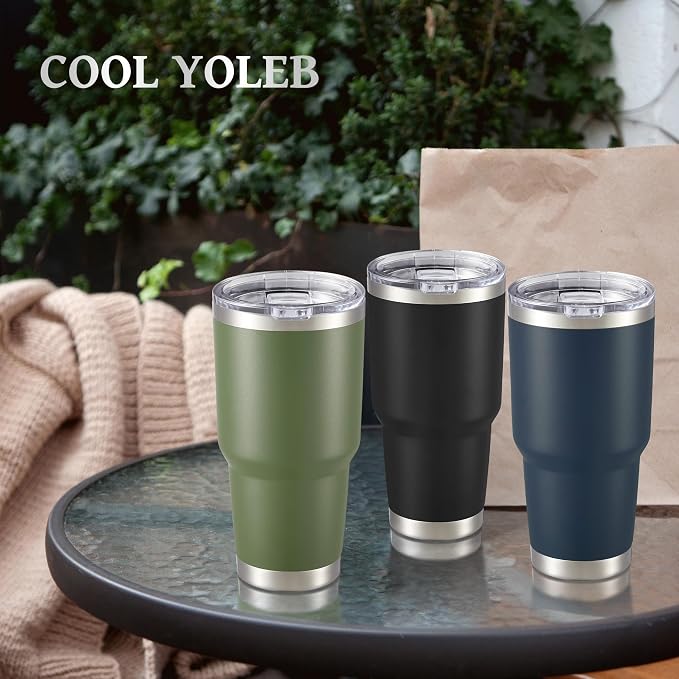 30 oz Tumbler with Lid Stainless Steel Tumblers, 1 Pack | Vacuum Insulated Cup, Leak Proof Lid, Powder Coated Travel Mug, Double Wall, Keep Cold Drinks for 12 Hours, Black