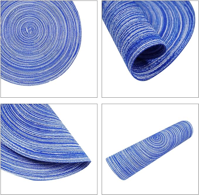 Zupro Round Placemats Set of 6,Braided Cotton Table Mats Heat Resistant Non-Slip Washable,for Kitchen Dining Tables Four Seasons Dinner Parties Thanksgiving Christmas and Everyday Use.Blue White