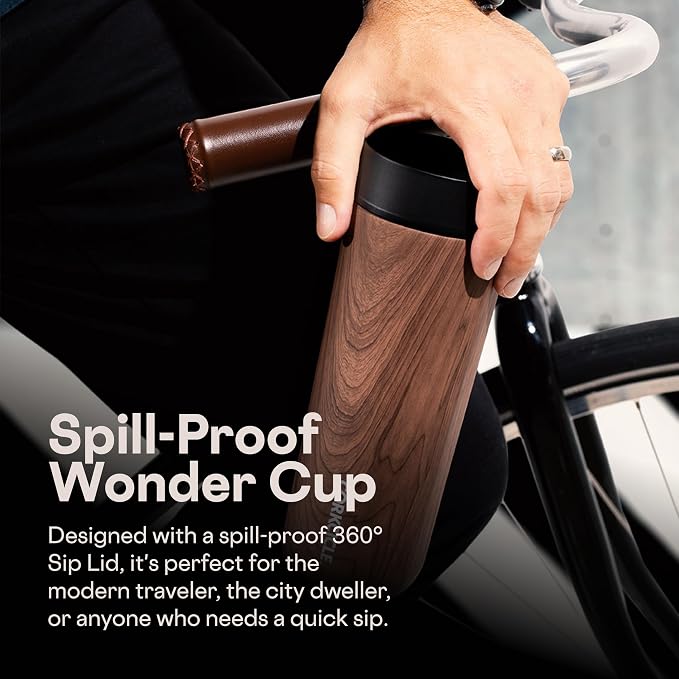 Corkcicle Commuter Cup Travel Mug - Insulated Coffee Mug with Lid - Keeps Drinks Cold 18 Hours - 360° Spill-Proof Sip Lid - Holiday Gift - Great for Gifting Warmth - 17 oz - Walnut World