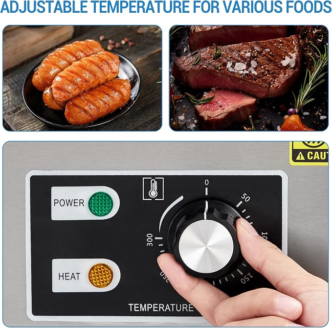 Garvee 18 In Commercial Electric Griddle, Flat Top Grill Countertop Griddle | Non-Stick Stainless Steel Teppanyaki Grill for Restaurant Kitchen Outdoor BBQ