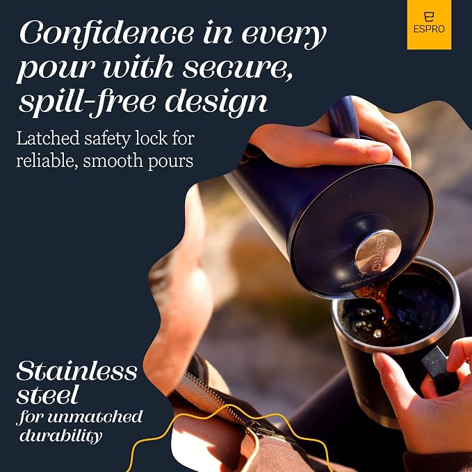 ESPRO P7 French Press, 18oz, Aegean Blue, Stainless Steel Coffee Maker | Double Filter Coffee Press, Grit-Free Coffee, Heat Resistant Insulated tea Press, Easy Hot and Cold Coffee Brewer, Tea Brewer