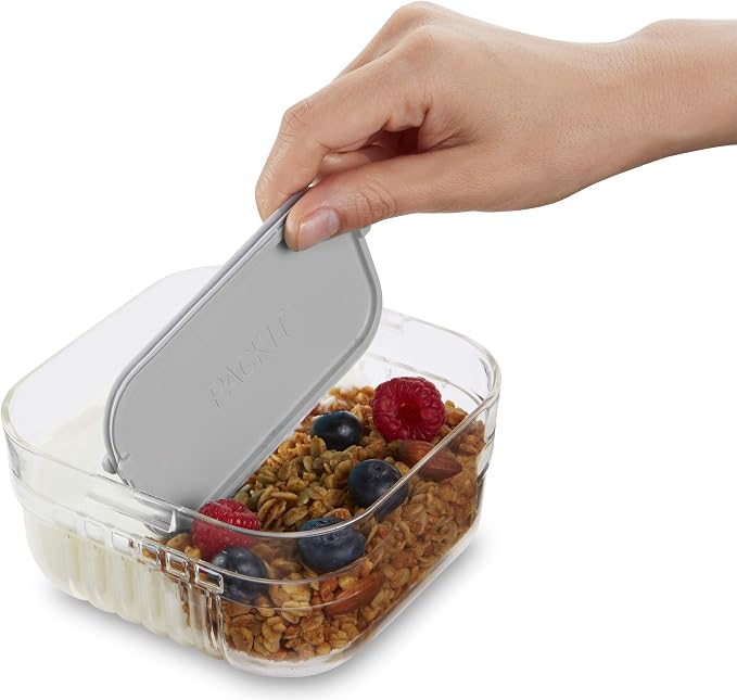 PackIt Mod Snack Bento Food Storage Container, Steel Gray (Pack of 2)