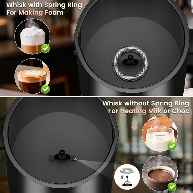 4-in-1 Electric Milk Frother & Steamer – Automatic Frother Machine, Barista-Style Hot & Cold Foam for Lattes, Cappuccinos, Iced Coffee, Quiet, One-Touch, Easy to Clean