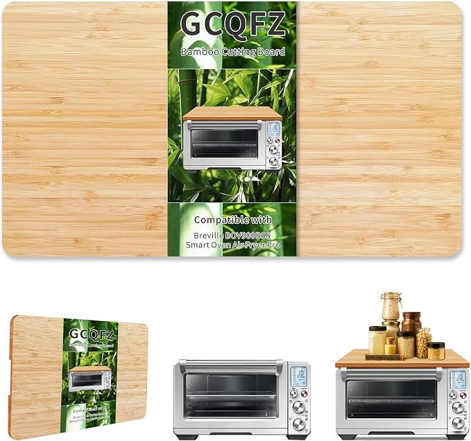 Cutting Board Compatible with Breville BOV900BSS, Emeril Lagasse Everyday 360 & COSORI CO130 Oven, Create Extra Storage & Prevent Cabinets from Heat Damage, Bamboo Top with Non-Slip Feet