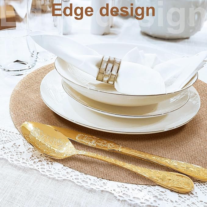 100 Pieces Round Burlap Placemats Bulk 15.75 Inch Reusable Placemats Brown Table Mats Boho Circle Rustic Table Decorations for Wedding Fall Christmas Holiday Farmhouse Party Supplies
