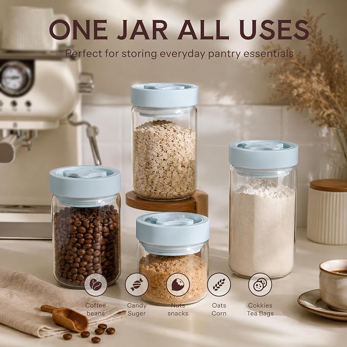 13 oz Small Airtight Glass Overnight Oats Containers with Lid | Twist Seal, Silicone Ring, Wide-Mouth Borosilicate Container for Yogurt, Chia Pudding, Fruit, Snacks and Meal Prep