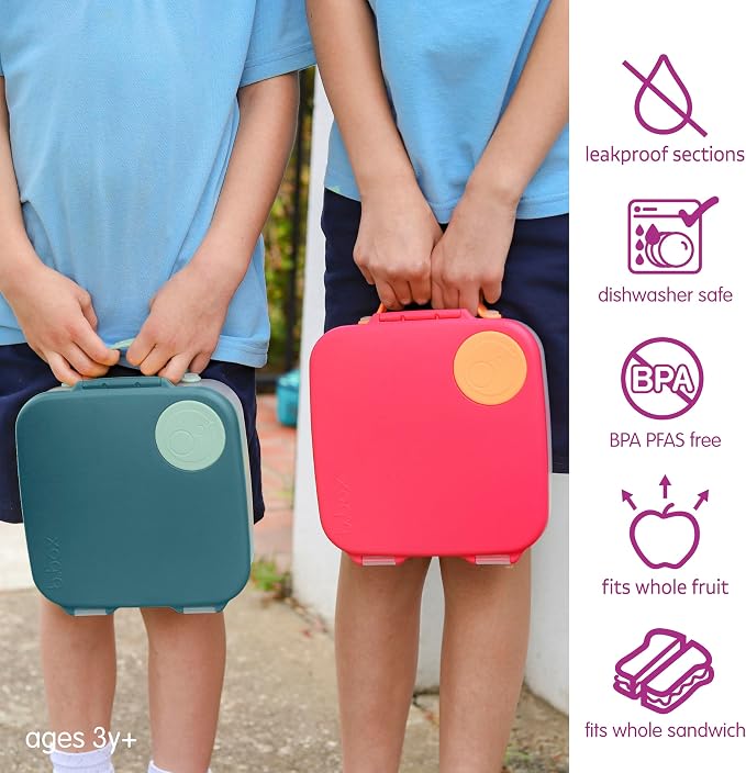 b.box Lunch Box, 8.5 Cup Bento Box for All Ages, Snack Box Food Containers | Lunch Box Kids + Adults, Lunch Containers, 4 Compartments, Leak Proof, Dishwasher Safe, BPA Free, PFAS Free—Strawberry Shake