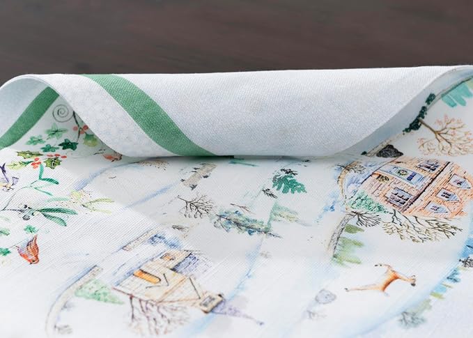 Maison d' Hermine Placemats Set of 4 Reusable 100% Cotton (13"x19") | Cloth Place Mats Washable Table Mats for Kitchen Dining Party Wedding Hotel Home Thanksgiving Christmas - Snowy World