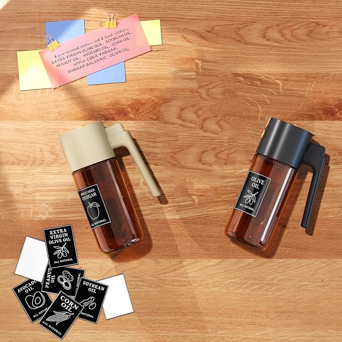 2-Pack 2-in-1 Oil Sprayer & Dispenser Dark Glass Fine Mist No-Drip | Two 500ml dark glass bottles for family cooking, meal prep & oils; food-safe, 304 filter, wide-mouth refill/cleaning.