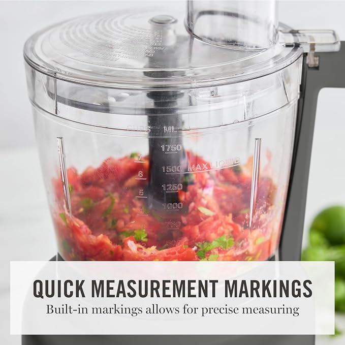 Martha Stewart 10 Cup Food Processor & Electric Chopper, One Touch Pulse | BPA-Free Bowl, 3 Multipurpose Blades, Easy Food Prep, Chop, Slice, Shred, Puree, Emulsify, Speed Dial, Wide Feed Chute, Gray