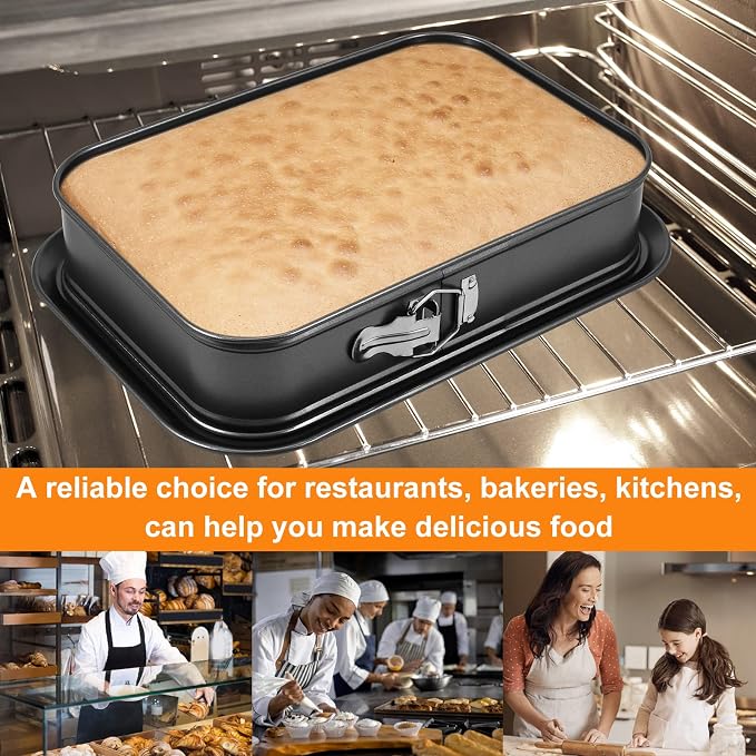 Rectangle Springform Baking Pan 9x13Inch Large Spring Form Cake Pan with Removable Bottom Leakproof Non Stick Cheesecake Pan for Home Kitchen Baking (1pc)