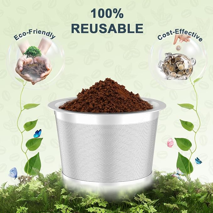 NESSUS 1 Pack Reusable K Cup for Keurig 1.0 | Stainless Steel Coffee Pods with Heat Resistant Handles and Scoop, NO BPA