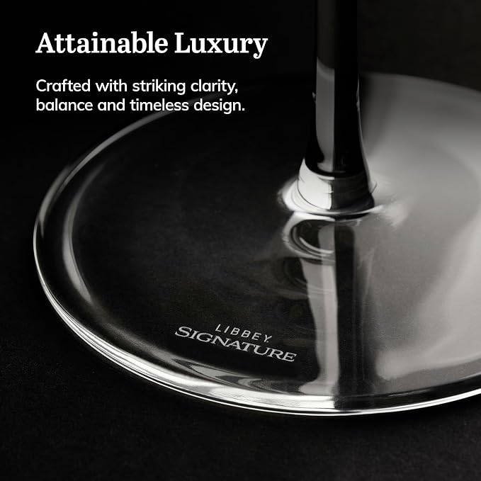Libbey Signature Kentfield Balloon Wine Glasses, 24 Oz Elegant Large Red Wine Glasses Set of 4, Long Stem Glass Wine Glasses for Weddings, Birthdays, and More