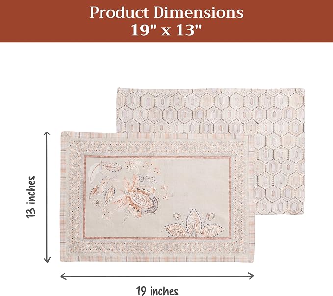 Maison d' Hermine Placemats Set of 4 Reusable 100% Combed Cotton (13"x19") | Cloth Place Mats Washable Table Mats for Kitchen Dining Party Wedding Hotel Home Restaurant Spring Summer - Society Florals