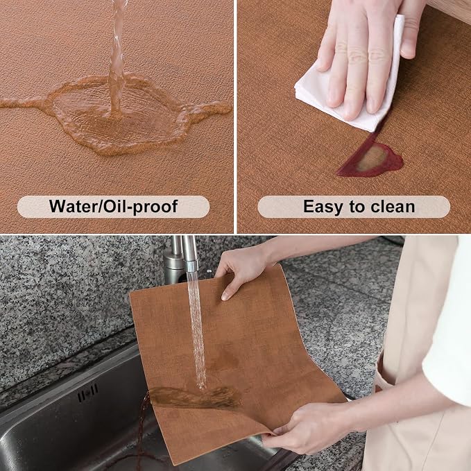 Homaxy PU Faux Leather Placemats for Dining Table, Set of 4, Brown | Waterproof Wipeable Washable Table Mats, Easy to Clean Anti-Slip Place Mats, 11.8" x 17"