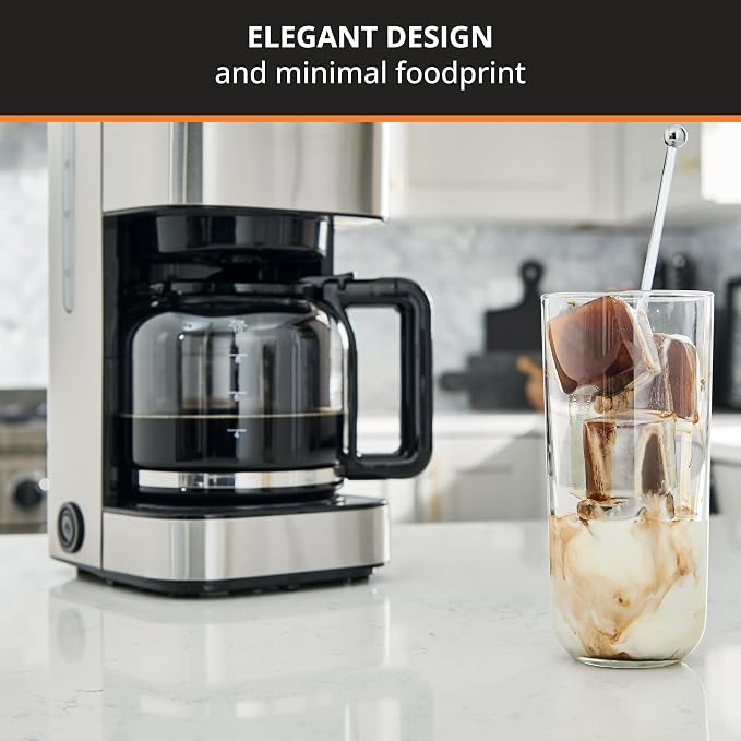KRUPS Coffee Maker 10 Cups Simply Brew Stainless Steel Drip Coffee Maker, 900 Watts Coffee Filter, Drip Free, Dishwasher Safe Pot , Black & Silver | Pause & Brew mid-cycle pour, Keep Warm function, Reusable filter included, Drip-free dishwasher-safe gl...