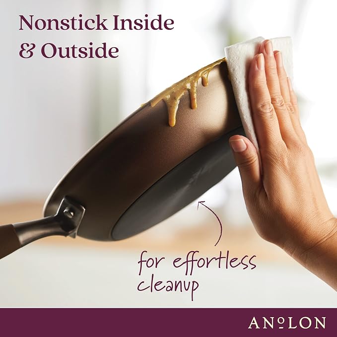 Anolon Advanced Home Hard-Anodized Nonstick Skillet, 10.25-Inch | Premium Non Stick Frying Pan, Oven Safe to 400°F, Durable Everyday Cooking, in Bronze