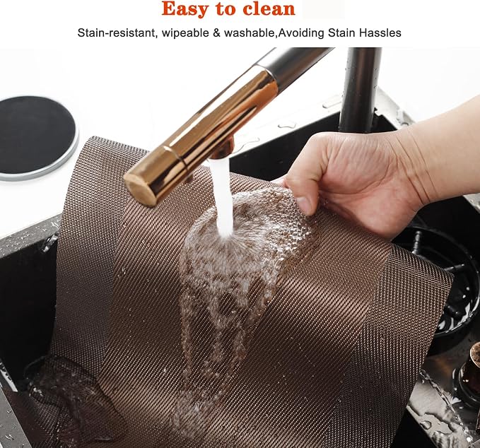Brown Vinyl Placemats Set of 6,Washable Dining PVC Table Mats | Heat resistant, stain resistant non slip vinyl place mats, washable brown table placemats for dining table