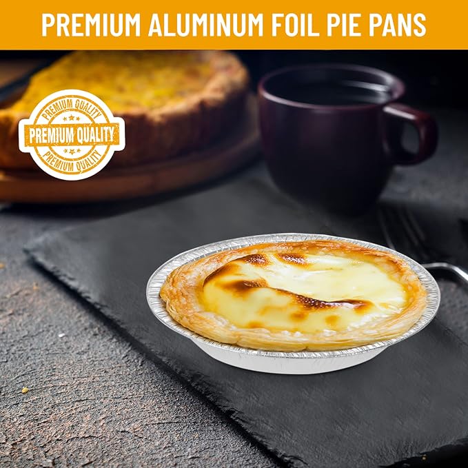 Aluminum Foil 6 inch Pie Pans, 100 Count | Disposable, Heavy Duty, Made in USA, For Baking Mini Pies, Quiche and Tarts