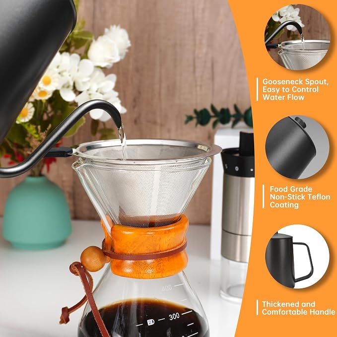 Pour Over Coffee Maker Set with Manual Coffee Grinder and Coffee Scale | Complete Coffee Maker Set, Pour Over Coffee Dripper and V60 Coffee Filter Set, Hand Coffee Grinder Set, Ideal Birthday Gift