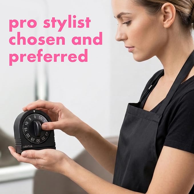 Colortrak 60 Minute Wind Up Timer, No Batteries Required, Black | Mechanical Visual Countdown for Salon Color Processing, Chemical Services, Tanning, Kitchen & Kids Activities