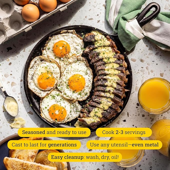 Lodge Round Seasoned Cast Iron Griddle 10.5 Inches - Round-Shaped, Pre-Seasoned Iron Griddle Pan - Non-Toxic, PFAS-Free Cookware - Compatible with Stovetop, Oven, Grill, or Campfire (Pack of 3)