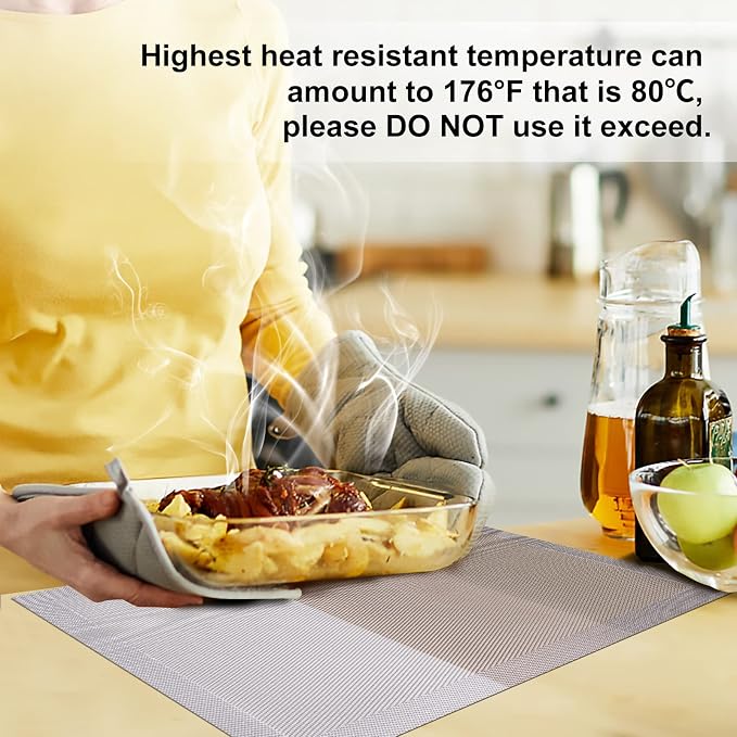 Aofmee Placemats Set of 6, Heat Resistant Place Mats, Washable Durable PVC Table Mats, Woven Vinyl Plastic Placemats for Kitchen Dining Table, Non-Slip Stain Resistant Placemats Indoor, Easy to Clean