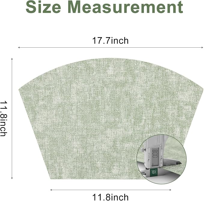 Homaxy Wedge Faux Leather Placemats for Round Table, Set of 6, Grass Green | Waterproof Wipeable Washable Table Mats, Easy to Clean Anti-Slip Place Mats, 11.8" x 17"