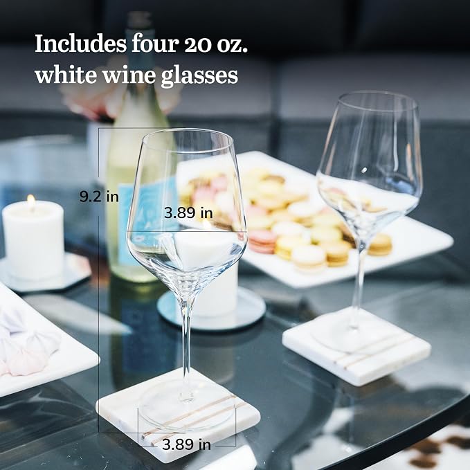 Libbey Signature White Wine Glasses Set of 4, Seamless Long Stem Wine Glasses for Wines and Cocktails, Tasteful Wine Glass Set for All Occasions.