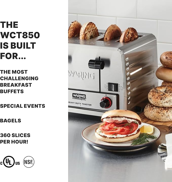 Waring 4-Slot Toaster with 380 Slices an Hour & 208V | Switchable Bread and Bagel Toaster, 380 Slices an Hour, Uniformly Toasts Bread, Bagels, Texas Toast, & Frozen Waffles, 208V